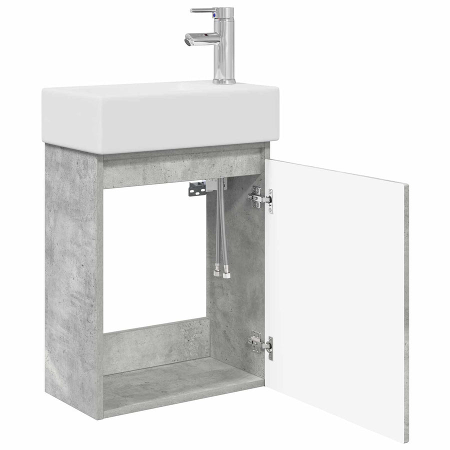 Badkamermeubel met kraan Betongrijs 45,5 x 22,5 x 84 cm