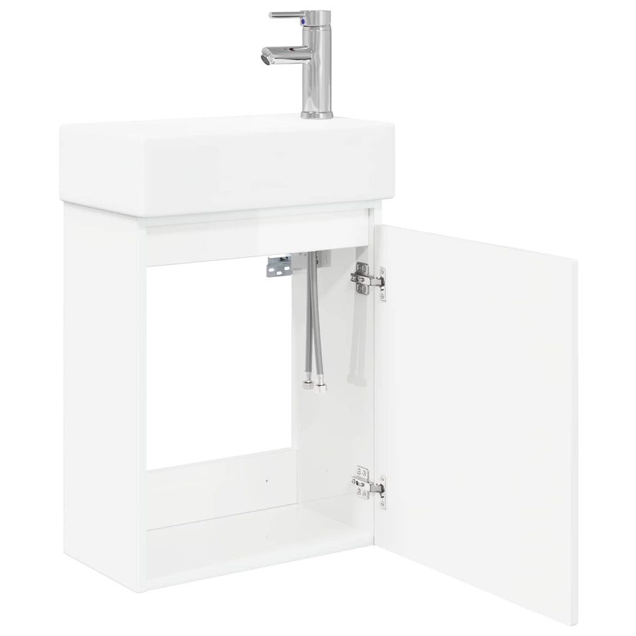 Badkamermeubel met kraan Hoogglans Wit 45,5 x 22,5 x 84 cm