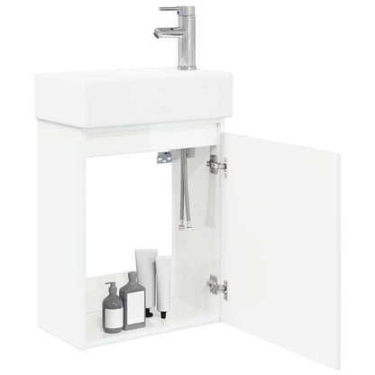 Badkamermeubel met kraan Hoogglans Wit 45,5 x 22,5 x 84 cm