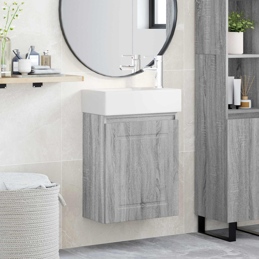 Badkamermeubel met kraan Grijs Sonoma 45,5 x 22,5 x 84 cm