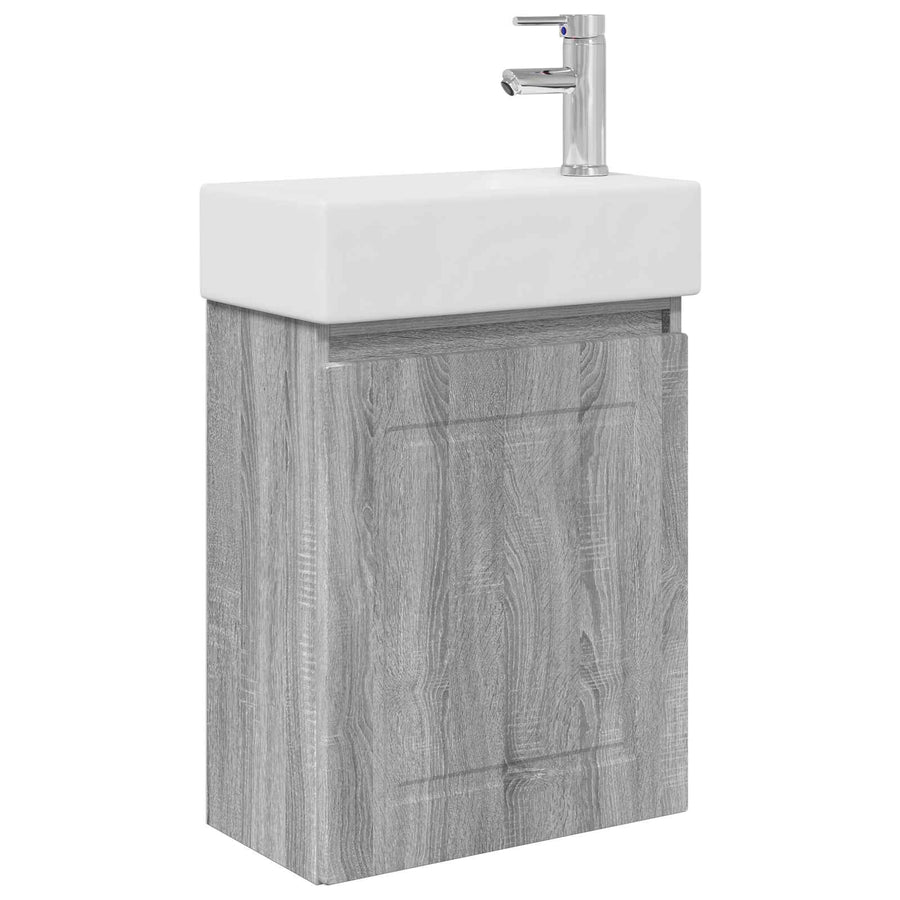 Badkamermeubel met kraan Grijs Sonoma 45,5 x 22,5 x 84 cm
