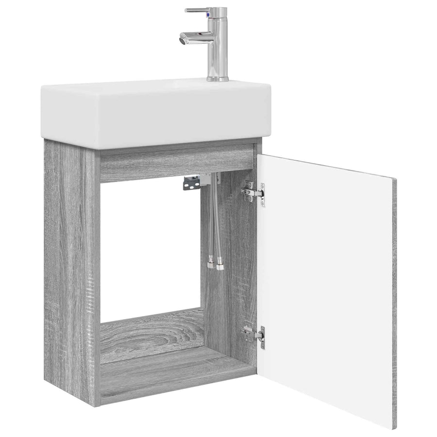 Badkamermeubel met kraan Grijs Sonoma 45,5 x 22,5 x 84 cm