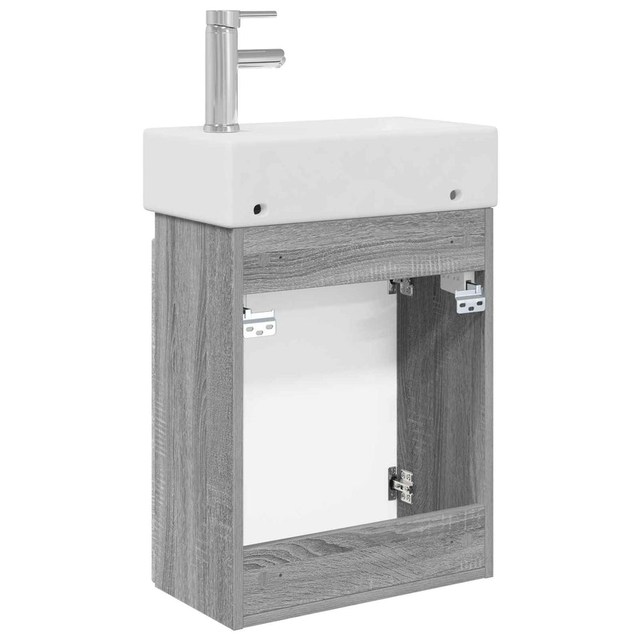 Badkamermeubel met kraan Grijs Sonoma 45,5 x 22,5 x 84 cm