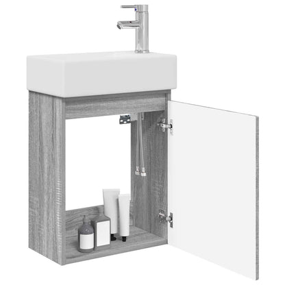Badkamermeubel met kraan Grijs Sonoma 45,5 x 22,5 x 84 cm