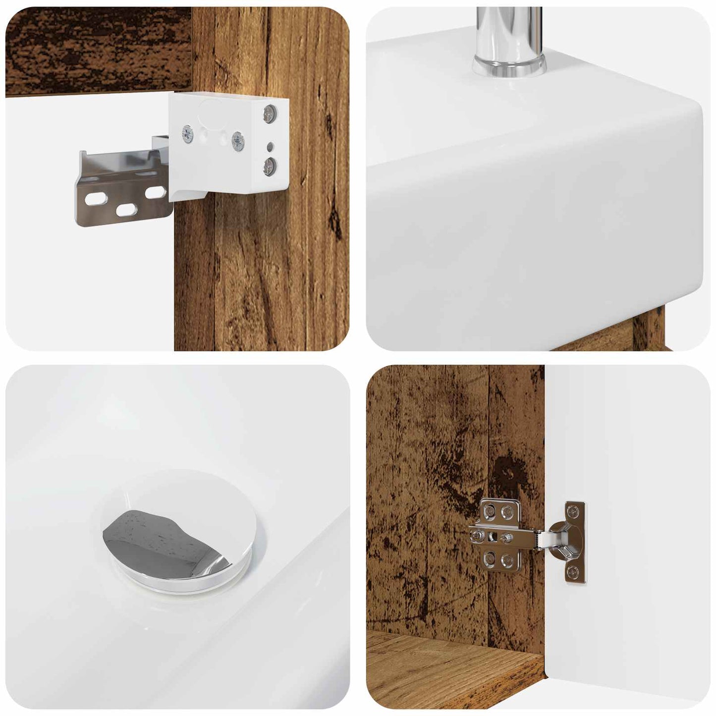 Badkamermeubel met kraan Oud hout 45,5 x 22,5 x 84 cm