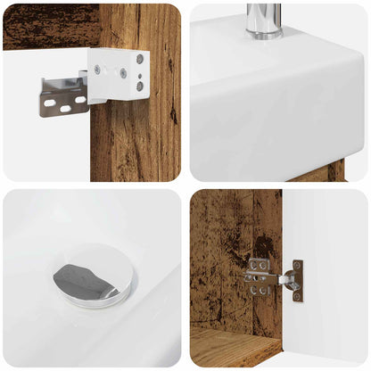 Badkamermeubel met kraan Oud hout 45,5 x 22,5 x 84 cm