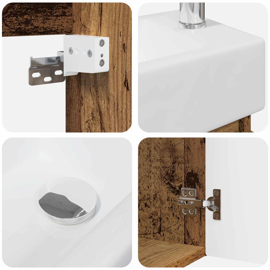 Badkamermeubel met kraan Oud hout 45,5 x 22,5 x 84 cm
