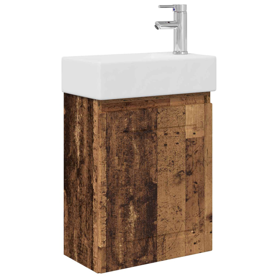 Badkamermeubel met kraan Oud hout 45,5 x 22,5 x 84 cm