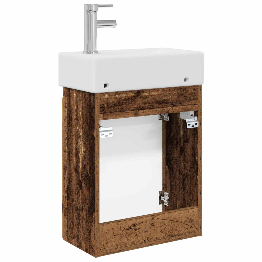 Badkamermeubel met kraan Oud hout 45,5 x 22,5 x 84 cm