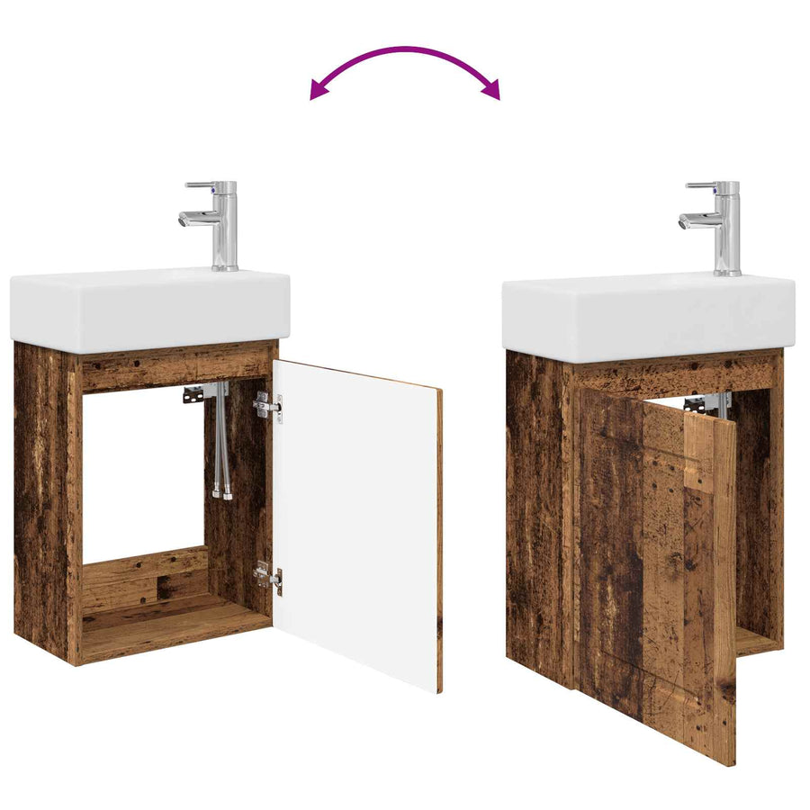 Badkamermeubel met kraan Oud hout 45,5 x 22,5 x 84 cm
