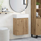 Badkamermeubel met kraan 45,5x22,5x84 cm eiken