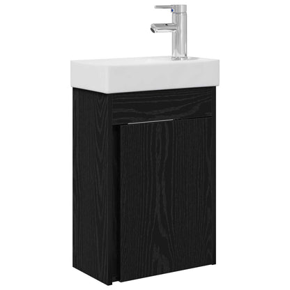Badkamermeubel met kraan Zwart eiken 40,5 x 22,5 x 62 cm