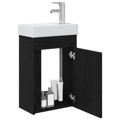 Badkamermeubel met kraan Zwart eiken 40,5 x 22,5 x 62 cm
