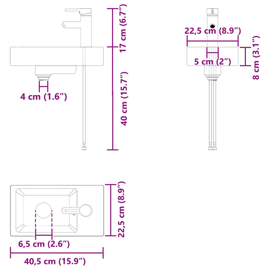Badkamermeubel met kraan Sonoma Eiken 40,5 x 22,5 x 62 cm