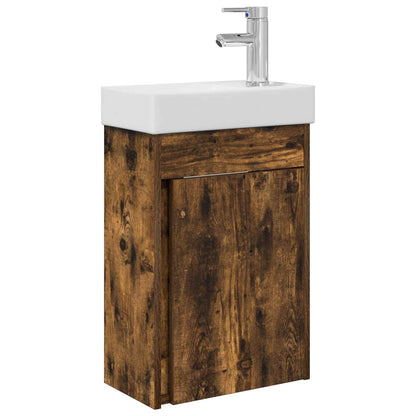 Badkamermeubel met kraan Gerookt eiken 40,5 x 22,5 x 62 cm