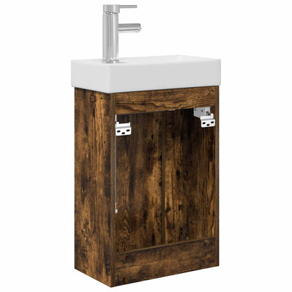 Badkamermeubel met kraan Gerookt eiken 40,5 x 22,5 x 62 cm