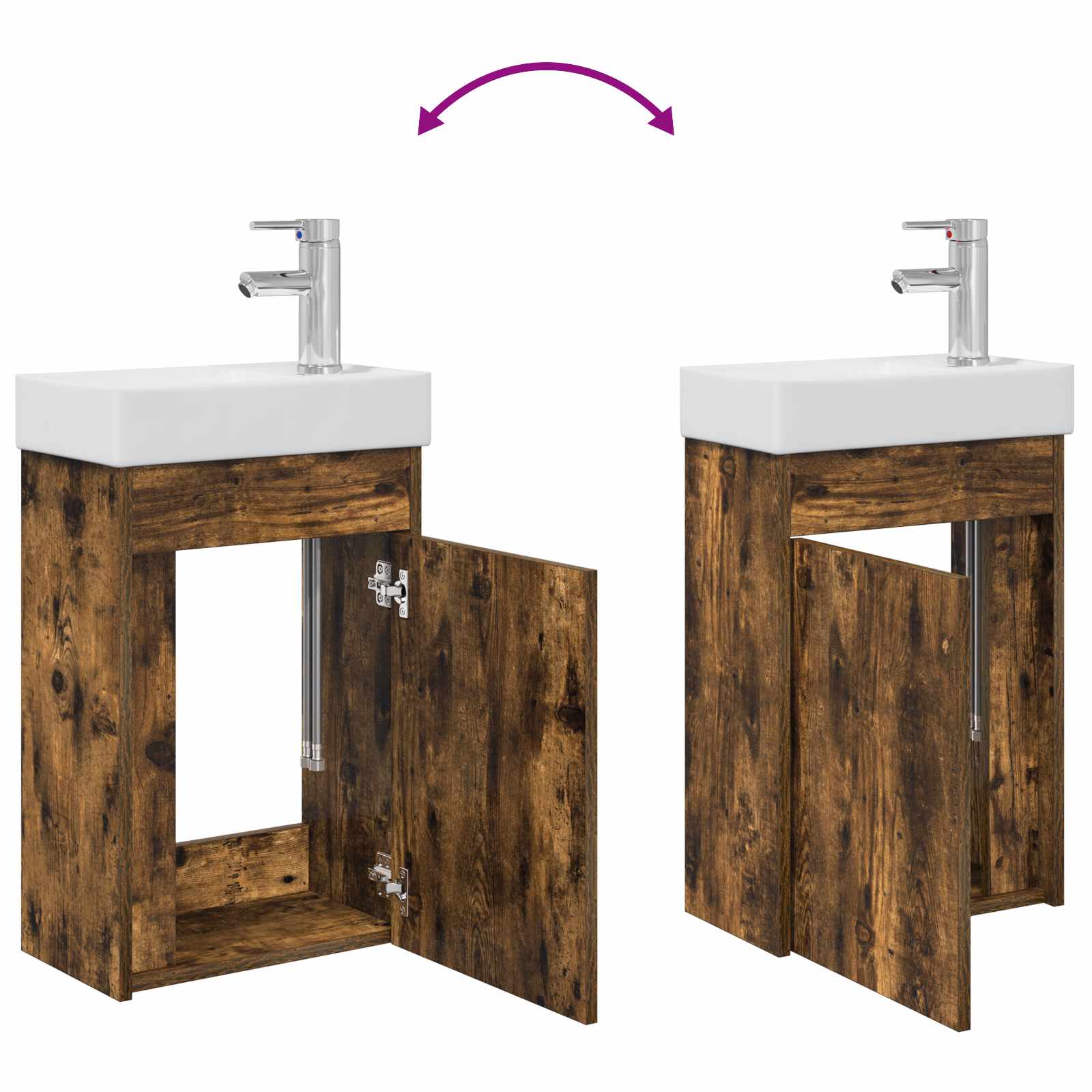 Badkamermeubel met kraan Gerookt eiken 40,5 x 22,5 x 62 cm