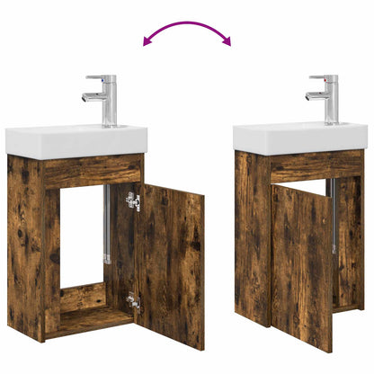 Badkamermeubel met kraan Gerookt eiken 40,5 x 22,5 x 62 cm
