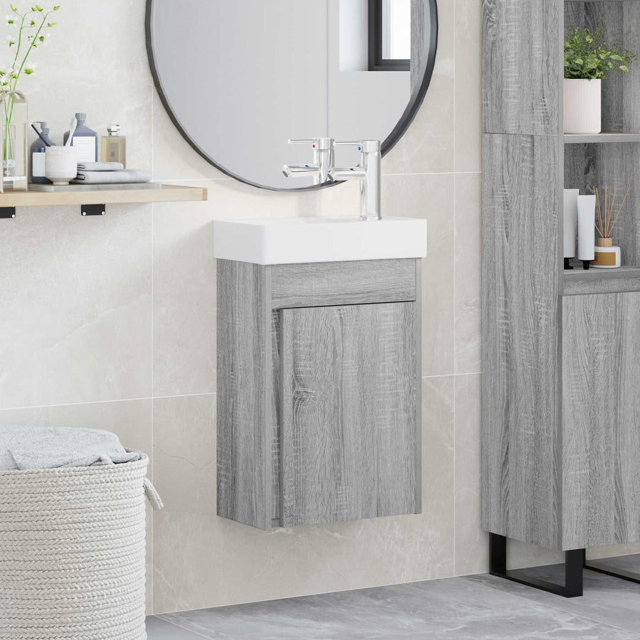 Badkamermeubel met kraan Grijs Sonoma 40,5 x 22,5 x 62 cm