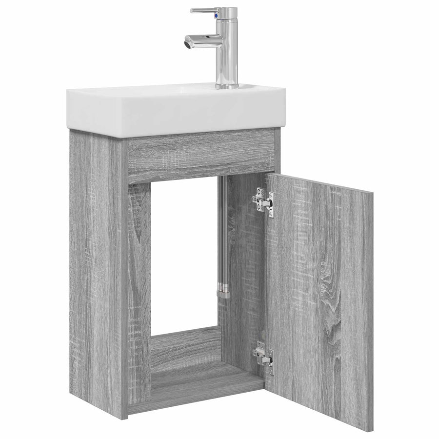 Badkamermeubel met kraan Grijs Sonoma 40,5 x 22,5 x 62 cm