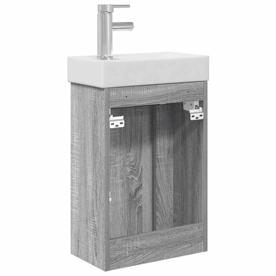 Badkamermeubel met kraan Grijs Sonoma 40,5 x 22,5 x 62 cm