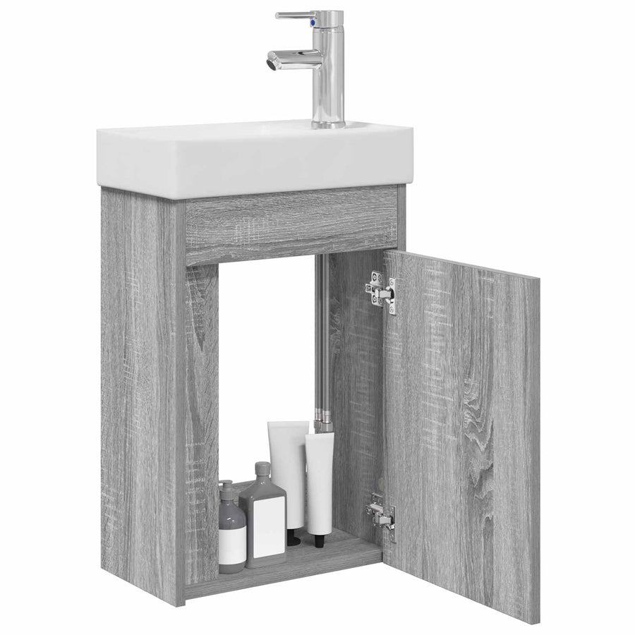 Badkamermeubel met kraan Grijs Sonoma 40,5 x 22,5 x 62 cm