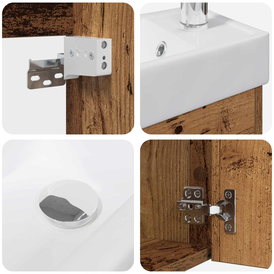 Badkamermeubel met kraan Oud hout 40,5 x 22,5 x 62 cm
