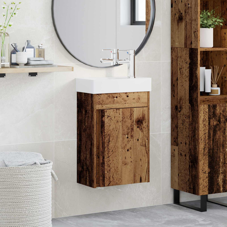 Badkamermeubel met kraan Oud hout 40,5 x 22,5 x 62 cm