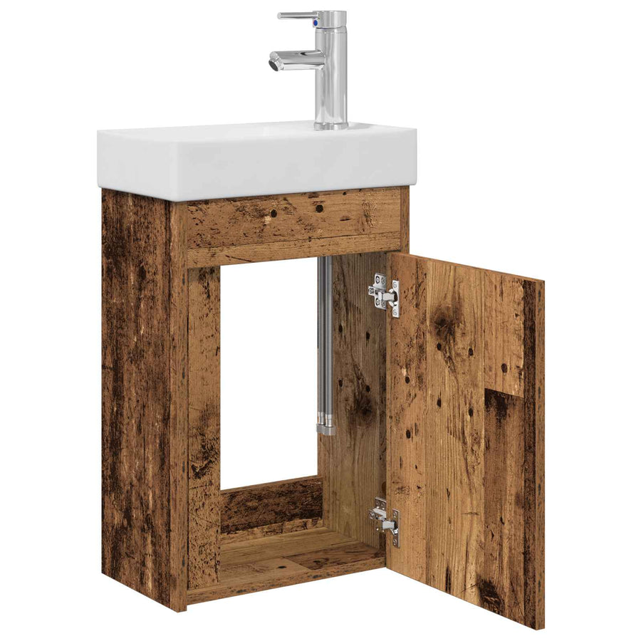 Badkamermeubel met kraan Oud hout 40,5 x 22,5 x 62 cm