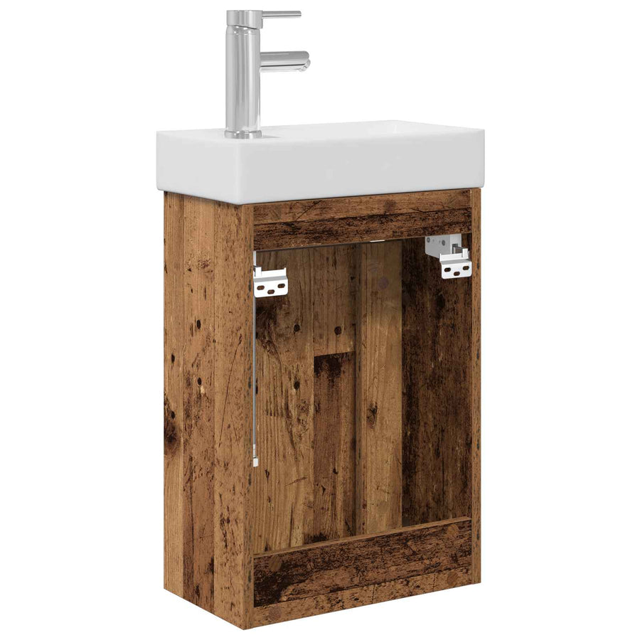 Badkamermeubel met kraan Oud hout 40,5 x 22,5 x 62 cm