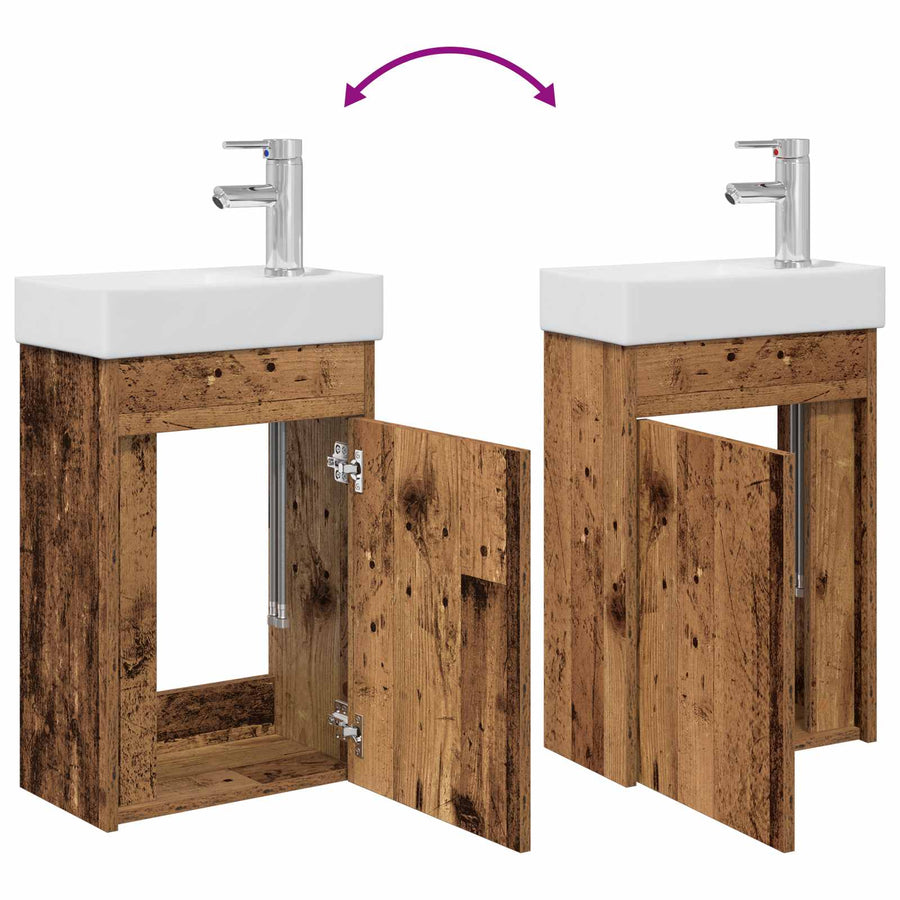 Badkamermeubel met kraan Oud hout 40,5 x 22,5 x 62 cm