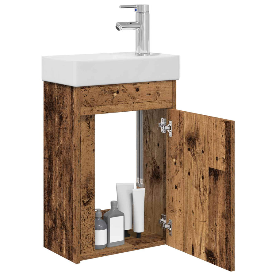 Badkamermeubel met kraan Oud hout 40,5 x 22,5 x 62 cm