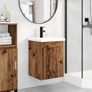 Badkamermeubel met kraan oud hout 42x40x74,5 cm