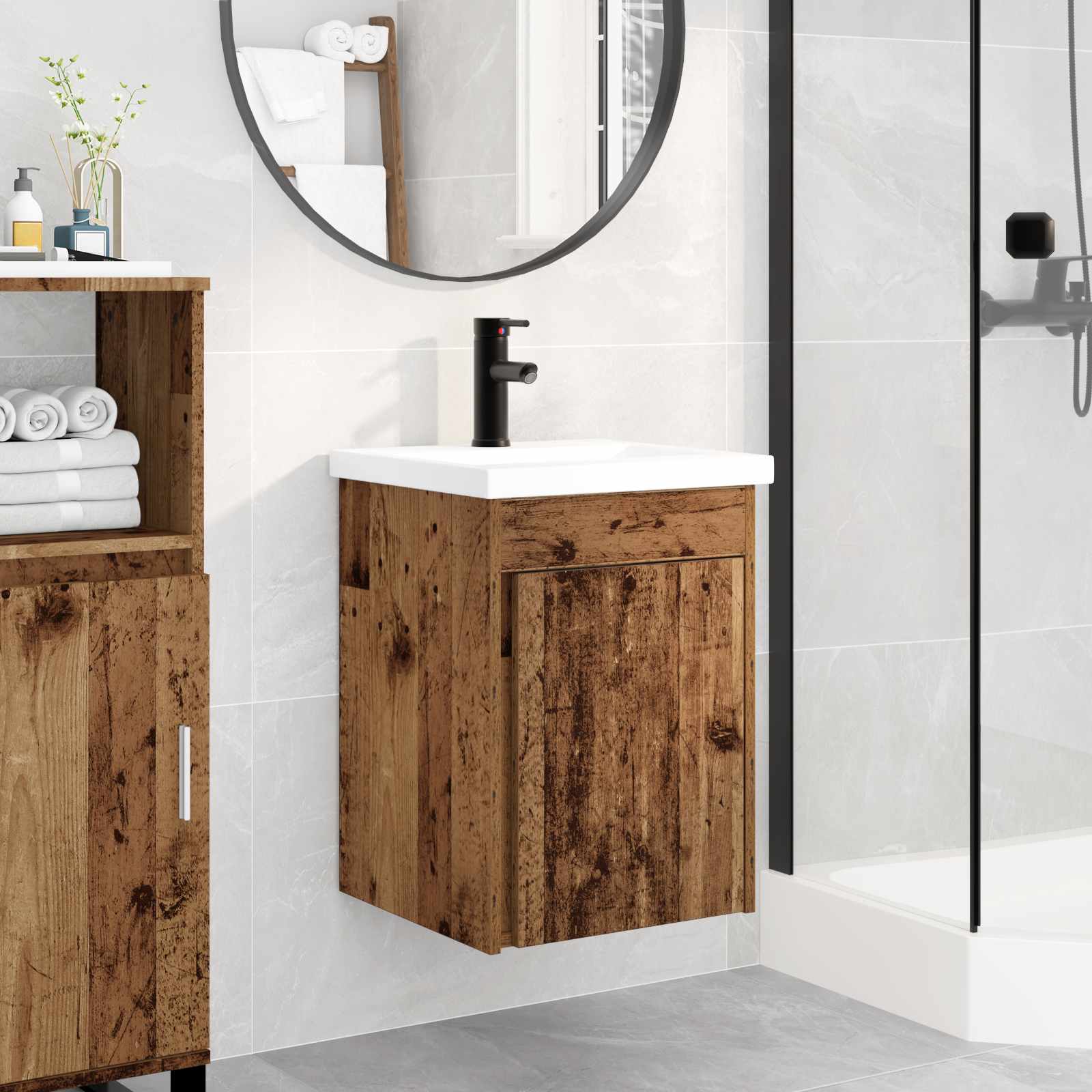 Badkamermeubel met kraan Oud hout 42 x 40 x 74,5 cm
