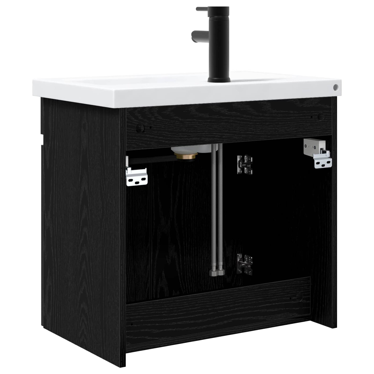 Badkamermeubel met kraan Zwart eiken 61 x 40 x 74,5 cm