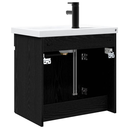 Badkamermeubel met kraan Zwart eiken 61 x 40 x 74,5 cm