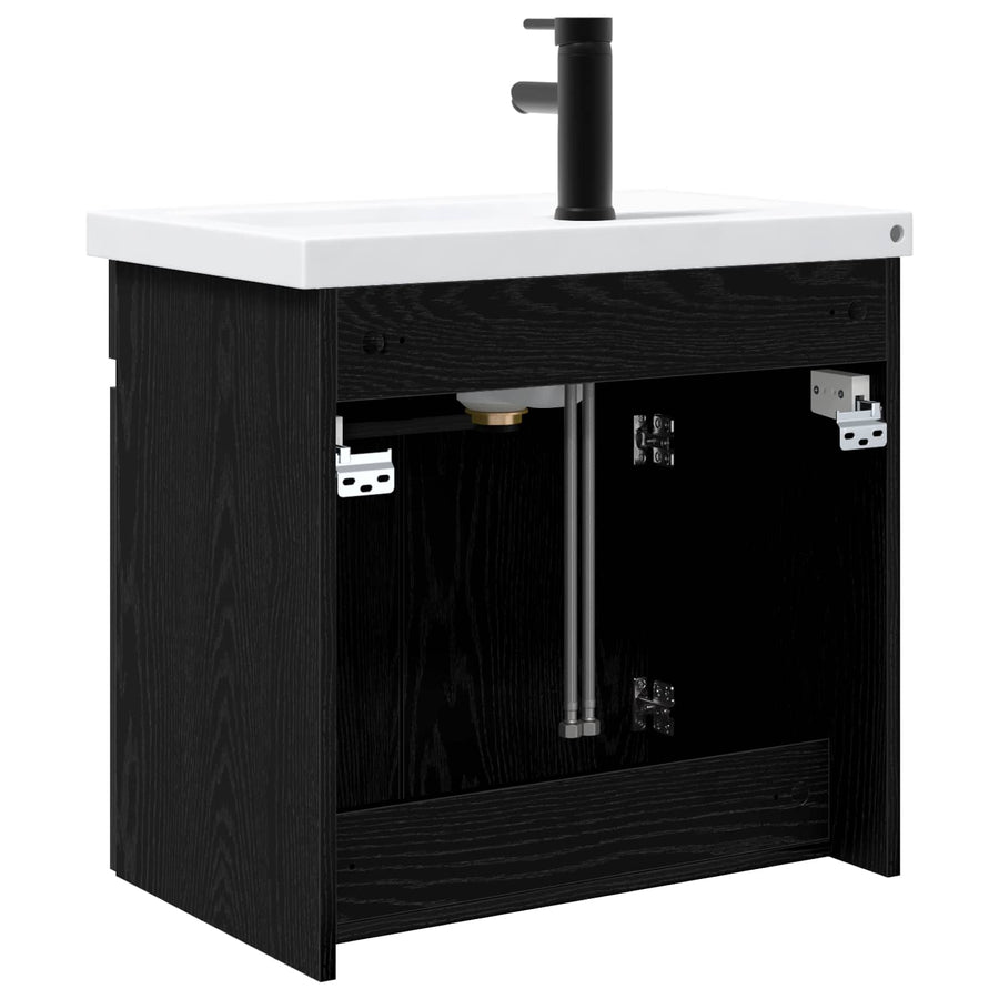 Badkamermeubel met kraan Zwart eiken 61 x 40 x 74,5 cm