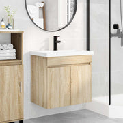 Badkamermeubel met kraan 61x40x74,5 cm sonoma eiken