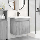 Badkamermeubel met kraan 61x40x74.5 cm grijs sonoma
