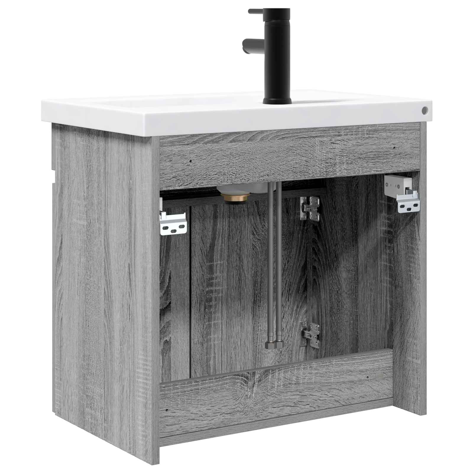 Badkamermeubel met kraan Grijs Sonoma 61 x 40 x 74,5 cm