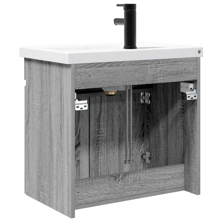 Badkamermeubel met kraan Grijs Sonoma 61 x 40 x 74,5 cm