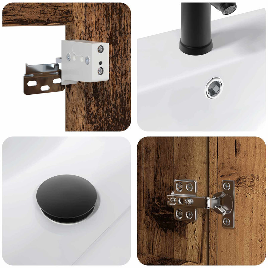 Badkamer wastafel met wasbak Oud hout 61 x 39 x 58 cm