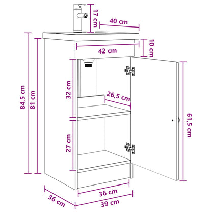 Badkamermeubel met Wasbak Zwart 42 x 40 x 84,5 cm Bewerkt hout