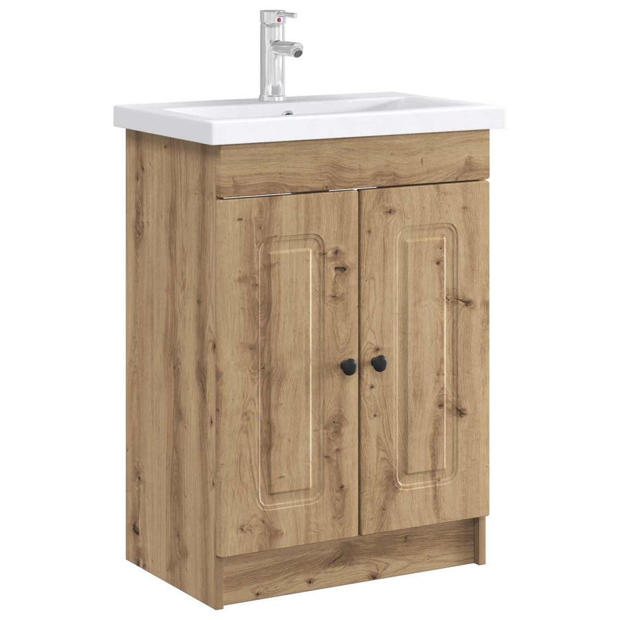 Badkamer onder wastafel kast Artisanaal eiken 56 x 37,5 x 81 cm