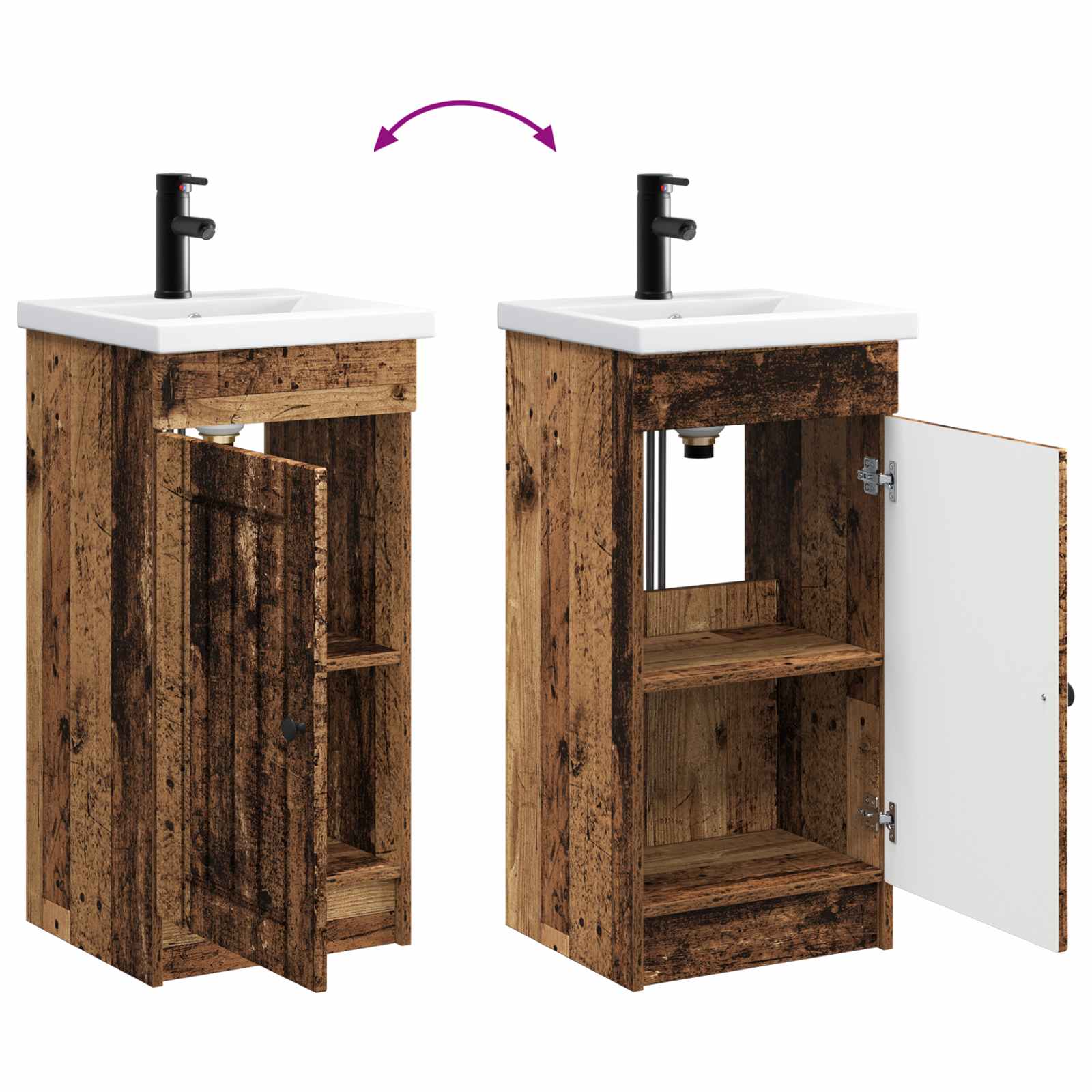 Badkamermeubel met Wasbak Oud hout 42 x 40 x 84,5 cm