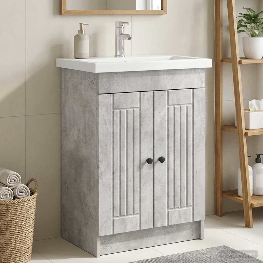 Badkamer onder wastafel kast Betongrijs 56 x 37,5 x 81 cm