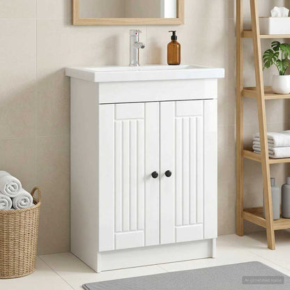 Badkamer onder wastafel kast Hoogglans Wit 56 x 37,5 x 81 cm