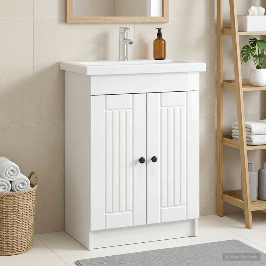 Badkamer onder wastafel kast Hoogglans Wit 56 x 37,5 x 81 cm