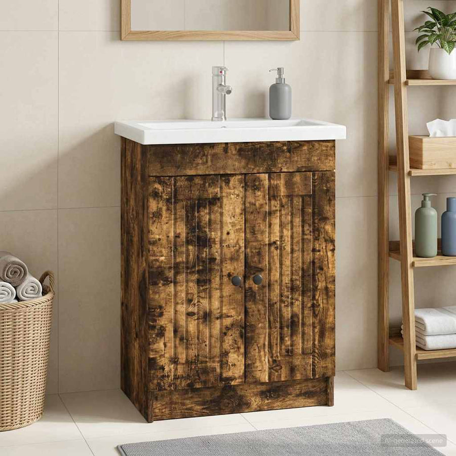 Badkamer onder wastafel kast Gerookt eiken 56 x 37,5 x 81 cm