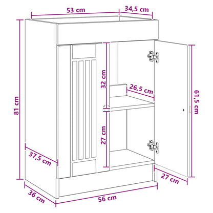 Badkamer onder wastafel kast Gerookt eiken 56 x 37,5 x 81 cm